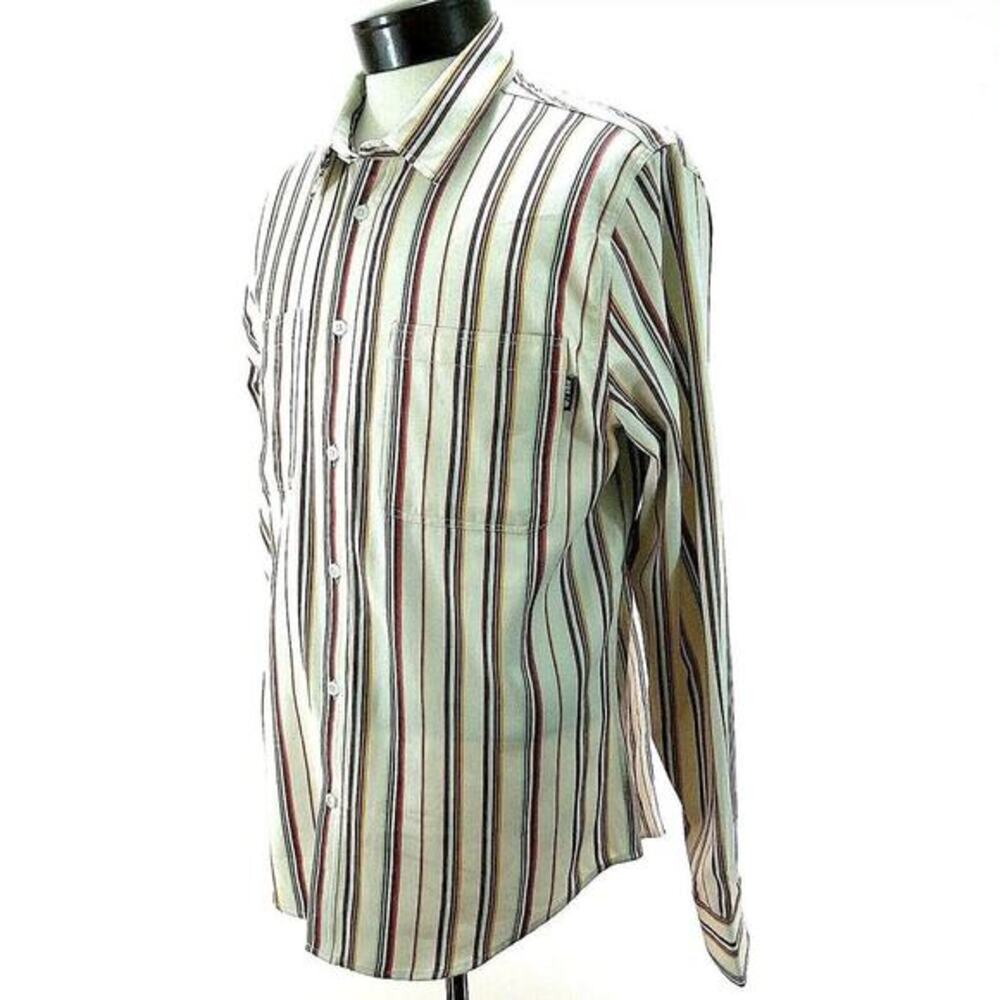 HUF Multicolor Striped Long Sleeve Button Front Shirt Pockets Mens XL
